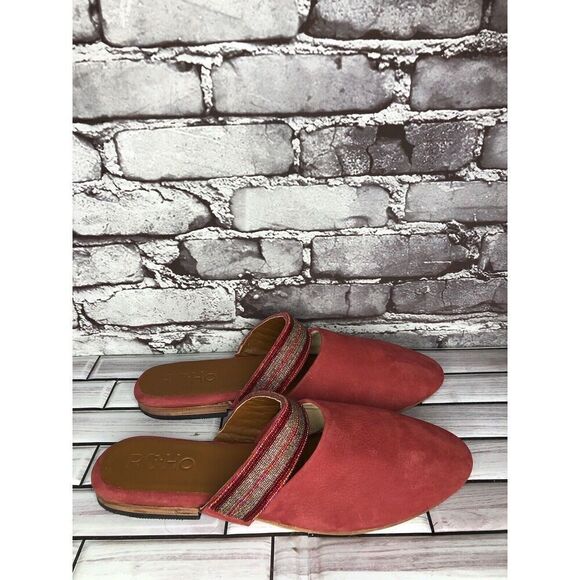 RoHo Red Suede Leather Slip On Beaded Strap Mules Shoes Women’s Sz 43EU/12M US - Picture 16 of 16